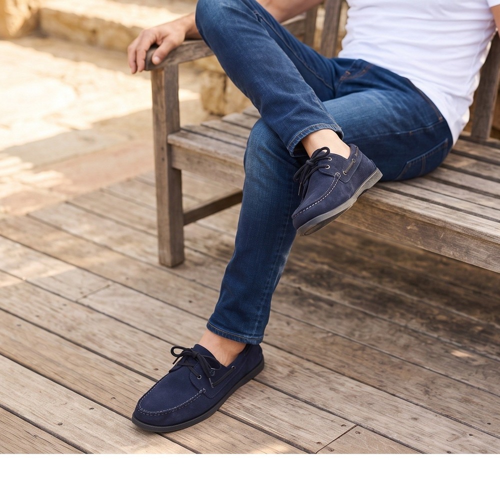 Sperry Top-Sider Mens Authentic Original 2-Eye Navy Blue Suede Boat Shoes 9.5 M